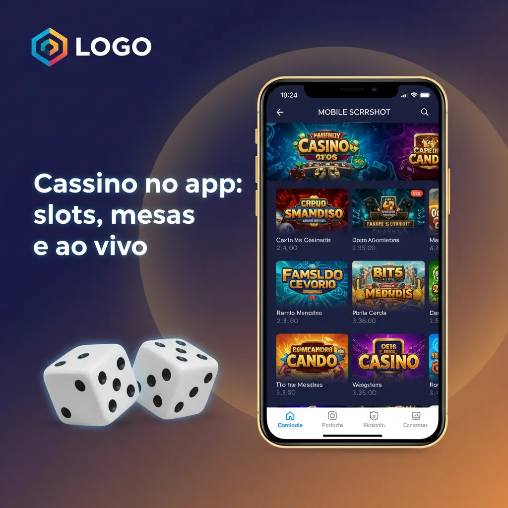 Tela do app de cassino com slots, roletas, blackjack e Live Casino com crupiês; alternância Esportes/Cassino e promoções.