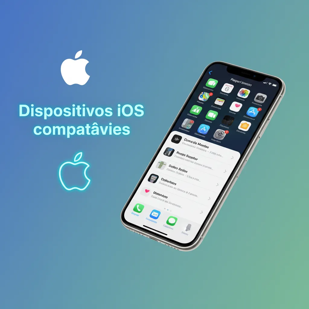 Dispositivos iOS compatíveis: iPhone X a 15 (todas as versões) e iPad com iPadOS 12+