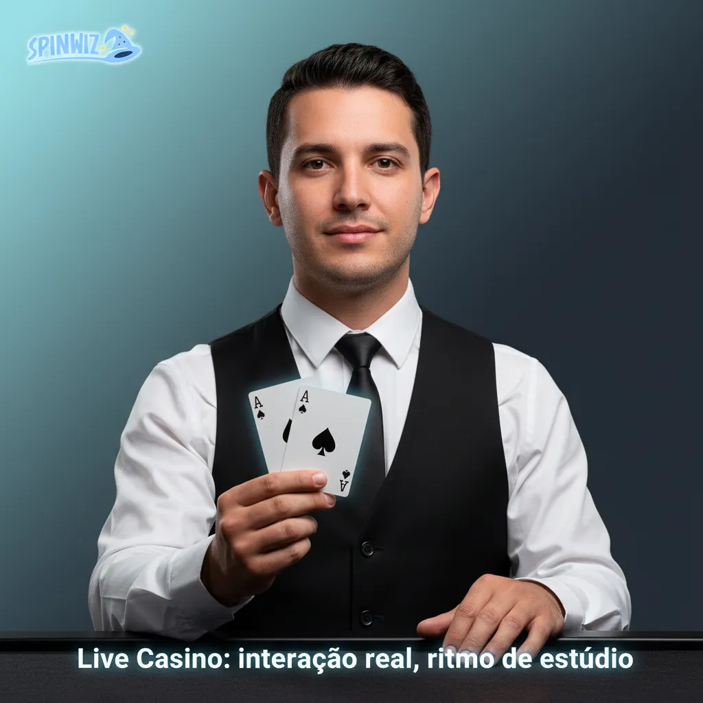 Live Casino com crupiês reais via streaming; roleta, blackjack, bacará, game shows e Texas Hold’em em ritmo de estúdio.