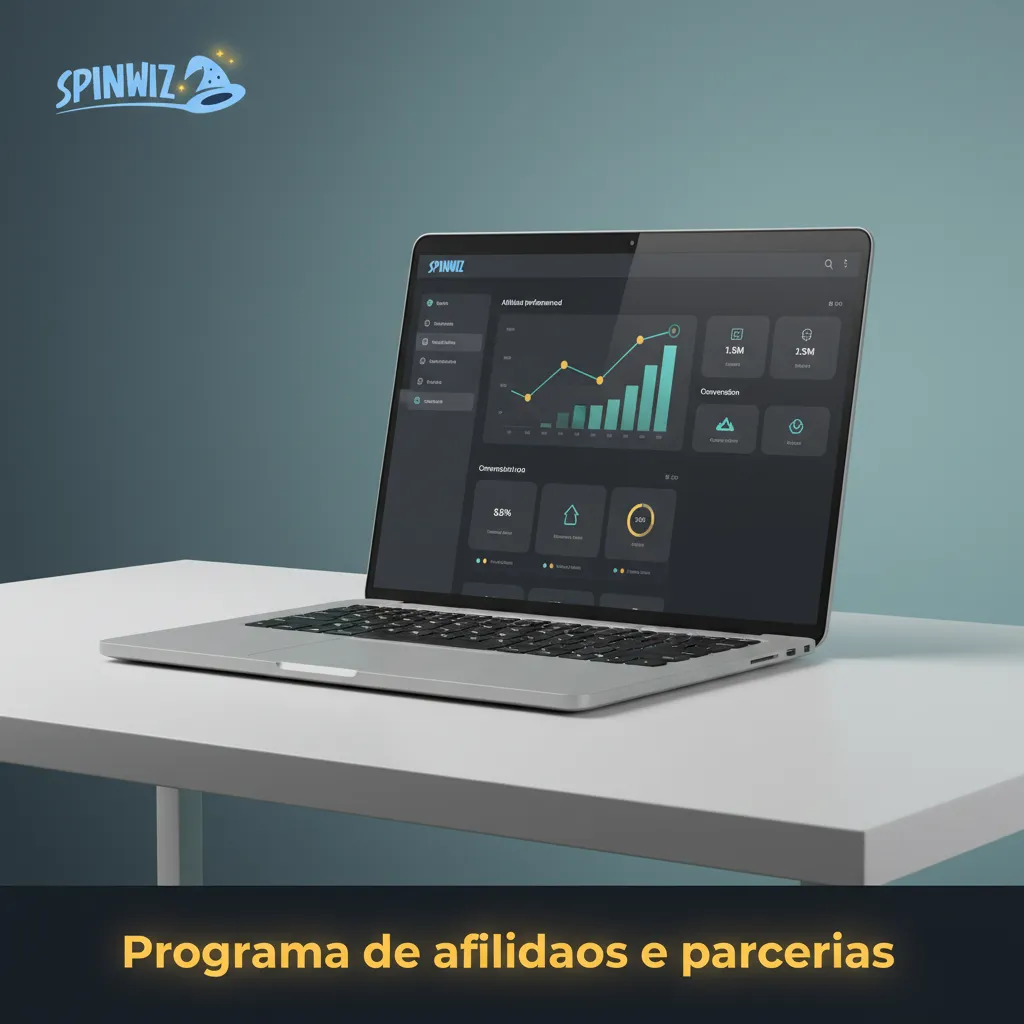 Banner do programa de afiliados e parcerias: comissões competitivas, relatórios em tempo real, suporte dedicado e materiais