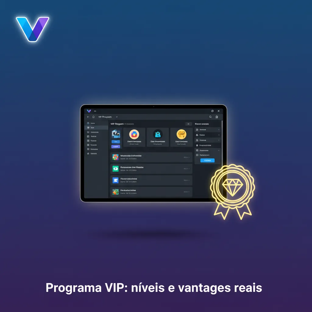 Programa VIP com níveis Bronze a Diamante, cashback, gerente dedicado, limites maiores e ofertas exclusivas.
