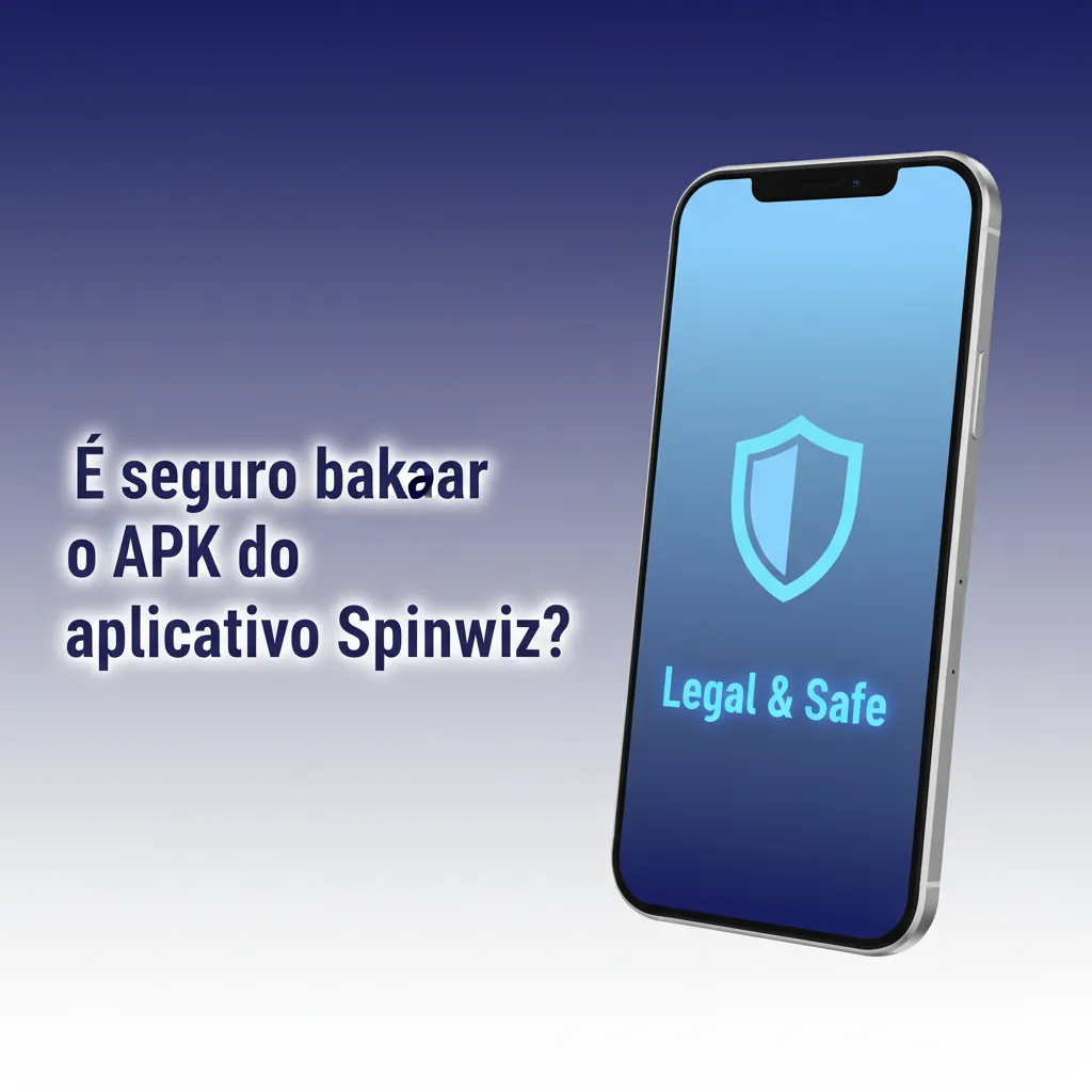 Tela de smartphone com APK Spinwiz e ícones de cadeado e SSL, destacando licença, criptografia e pagamentos seguros.
