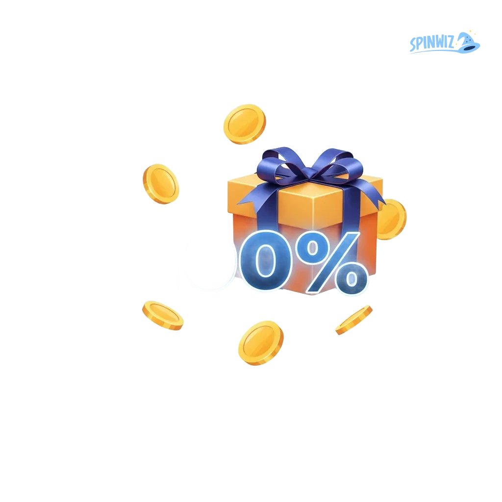 Banner Spinwiz: bônus 100% até R$3.000 + 50 giros grátis, cassino e apostas, Pix, app Android e iOS no Brasil.