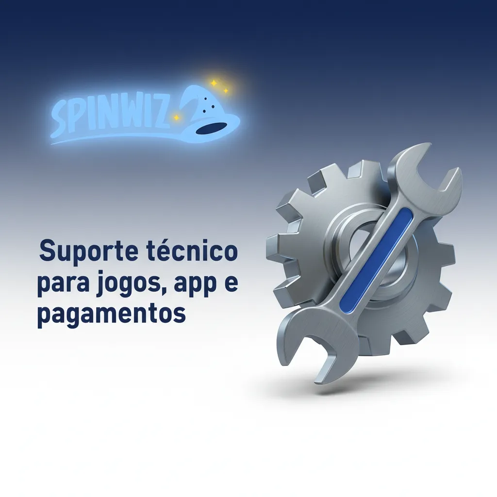 Painel de suporte técnico da Spinwiz para jogos, app e pagamentos, com chat, email, telefone e prazos de resposta.