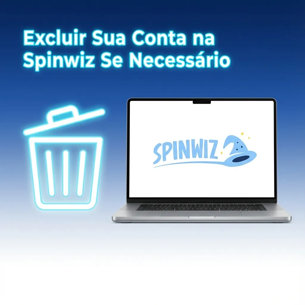 Spinwiz account deletion settings screen showing 'Delete Account' option with confirmation prompt and support contact info