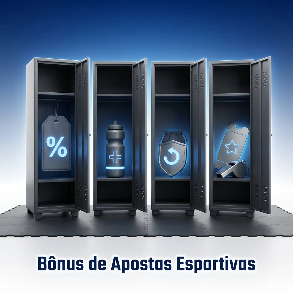 Sports betting bonuses including welcome offer up to R$1,500, weekly free bets, cashback, and accumulator promotions.